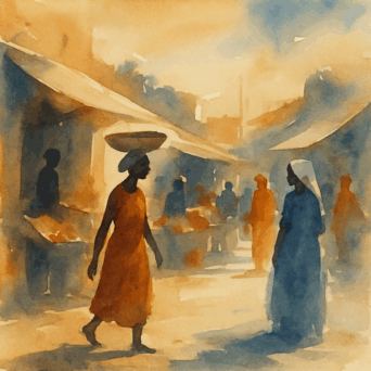 Sombras del mercado al amanecer